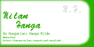 milan hanga business card